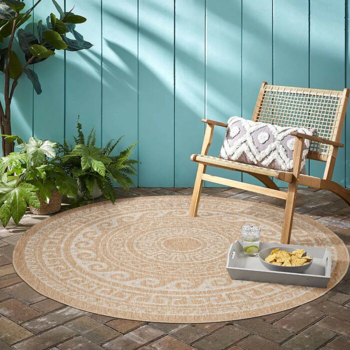 Comilla Rishi teppich indoor/outdoor rund Ø 120cm jute beige