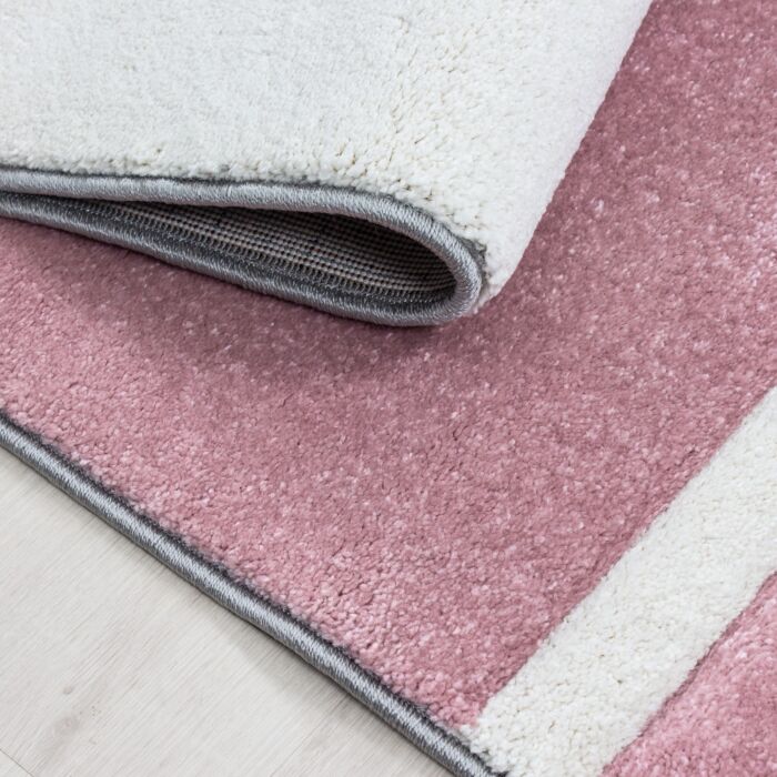 Hawaii Streifen teppich kurzflor rechteckig 160x230cm rosa