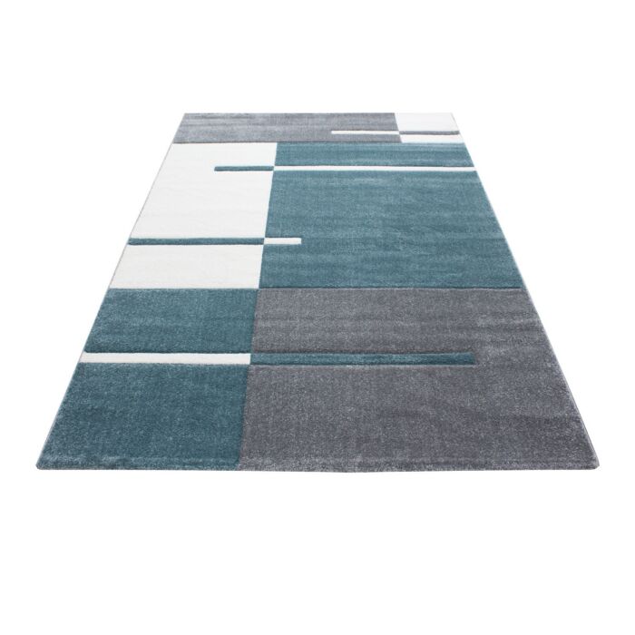 Hawaii Streifen teppich kurzflor rechteckig 80x150cm blau