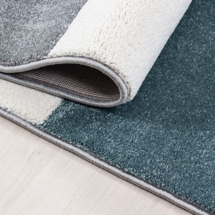 Hawaii Streifen teppich kurzflor rechteckig 80x150cm blau
