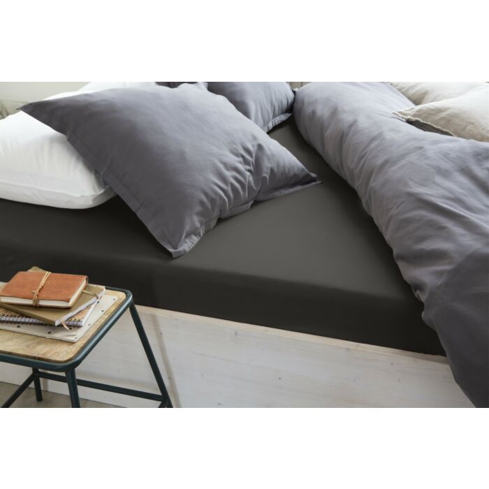 Crispy Cotton spannbettlaken 90x220cm anthrazit