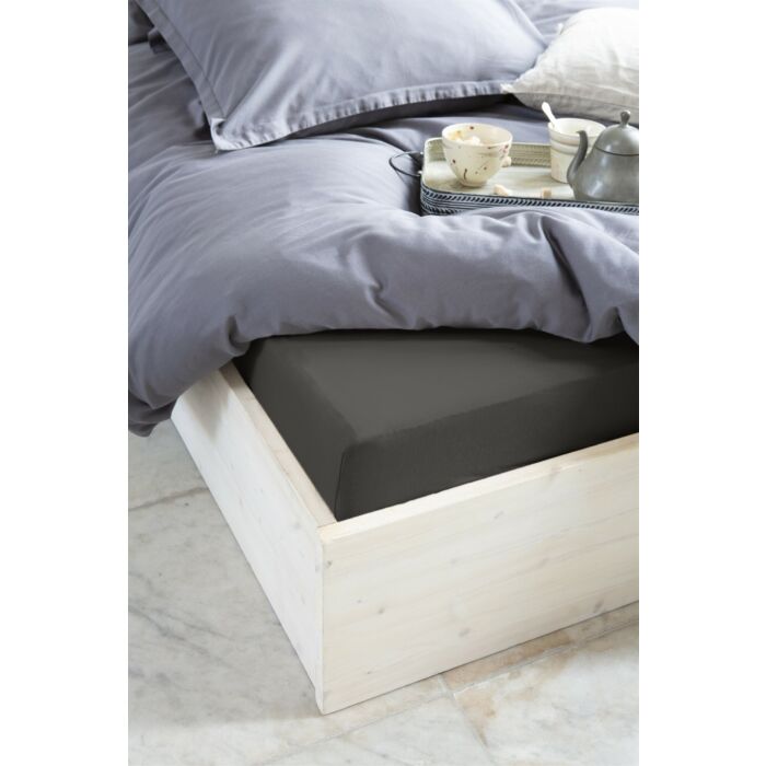 Crispy Cotton spannbettlaken 90x220cm anthrazit