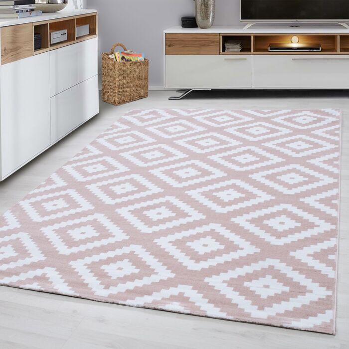 Plus Rhombus teppich kurzflor rechteckig 160x230cm rosa