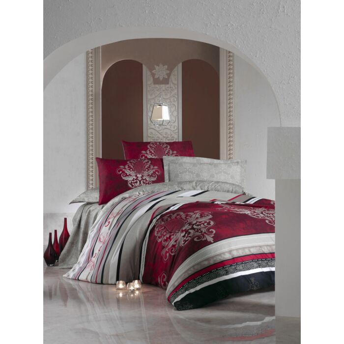 Saten Line bettwäsche-set 200x220cm satin azra bordeaux