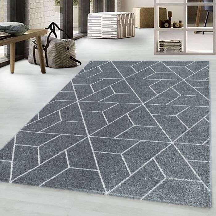 Efor Korz teppich kurzflor rechteckig 120x170cm grau