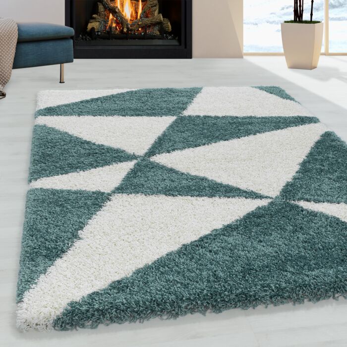 Tango Shaggy teppich hochflor rechteckig 80x150cm blau
