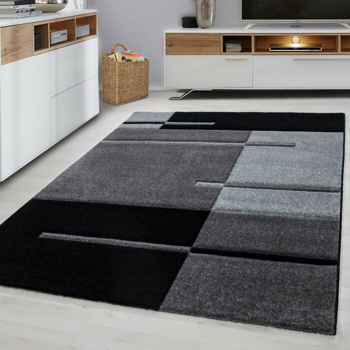 Hawaii Streifen teppich kurzflor rechteckig 200x290cm grau