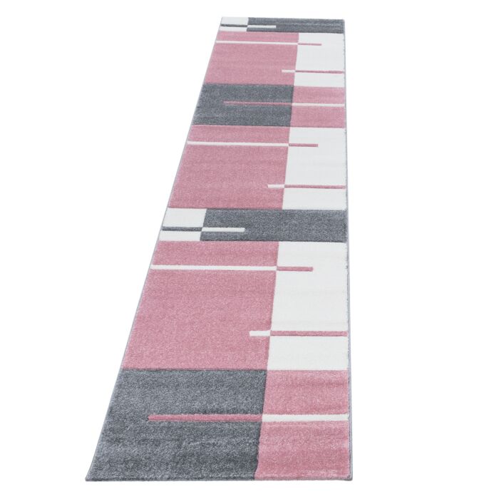 Hawaii Streifen teppich kurzflor läufer 80x300cm rosa