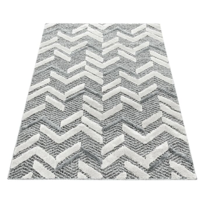 Pisa Zigzag teppich hochflor rechteckig 140x200cm grau