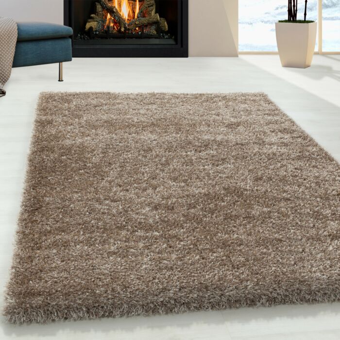 Brilliant Shaggy teppich hochflor läufer 80x250cm taupe