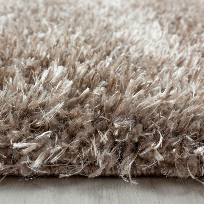 Brilliant Shaggy teppich hochflor läufer 80x250cm taupe