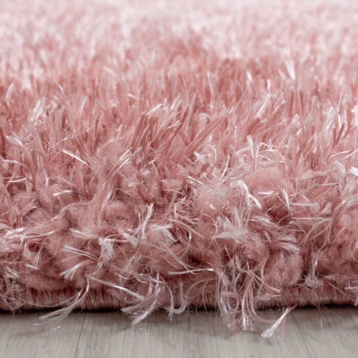 Brilliant Shaggy teppich hochflor rund Ø 120cm rose
