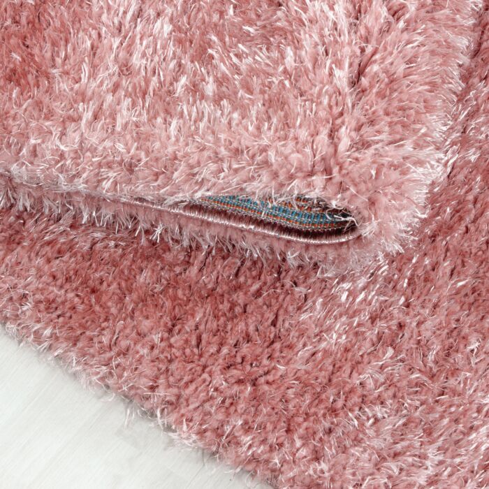 Brilliant Shaggy teppich hochflor rund Ø 120cm rose