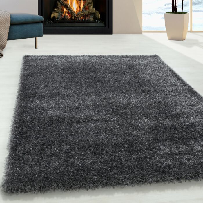 Brilliant Shaggy teppich hochflor läufer 80x250cm grau
