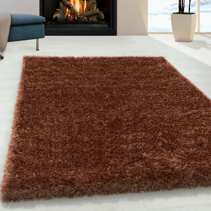Brilliant Shaggy teppich hochflor rechteckig 60x110cm kupfer