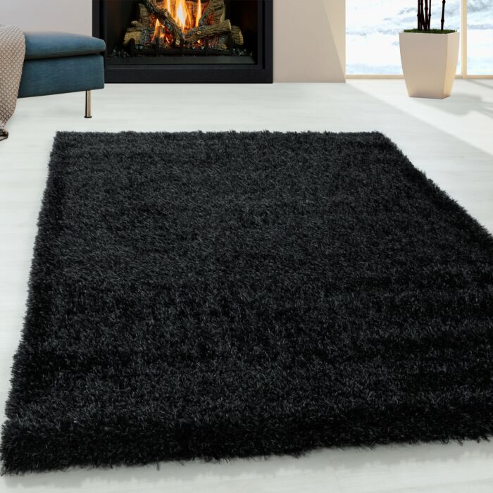 Brilliant Shaggy teppich hochflor läufer 80x250cm schwarz