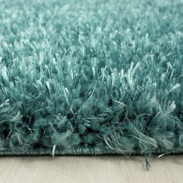 Brilliant Shaggy teppich hochflor rund Ø 80cm wasserblau