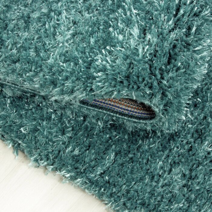 Brilliant Shaggy teppich hochflor rund Ø 80cm wasserblau