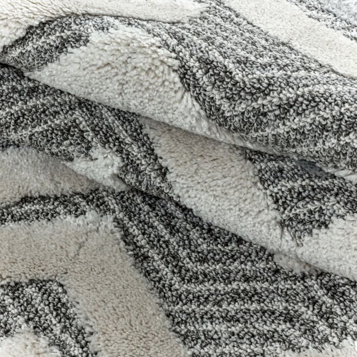 Pisa Zigzag teppich hochflor rechteckig 140x200cm grau