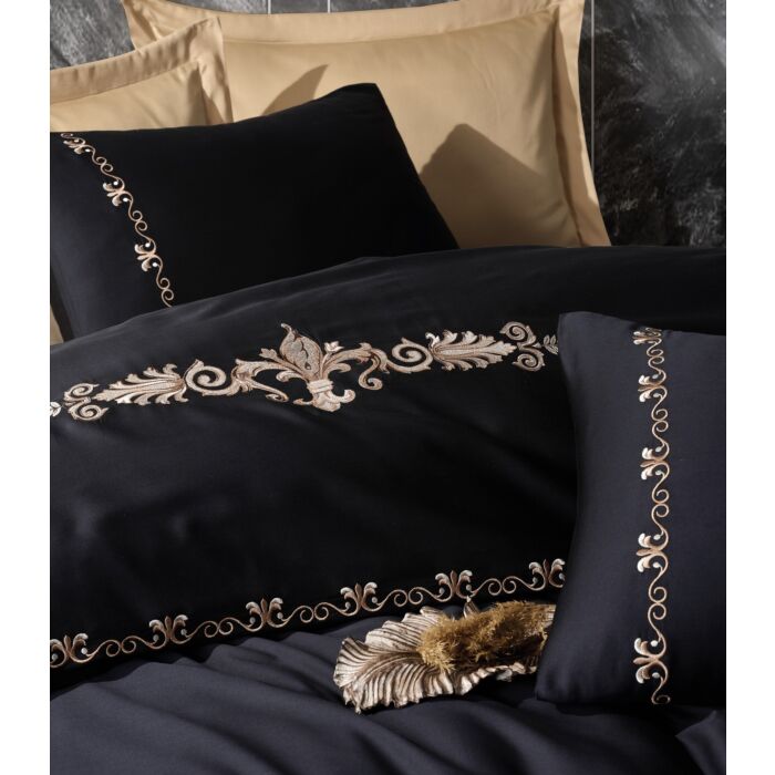 Brode Saten bettwäsche-set 200x220cm bestickt satin gloria gold