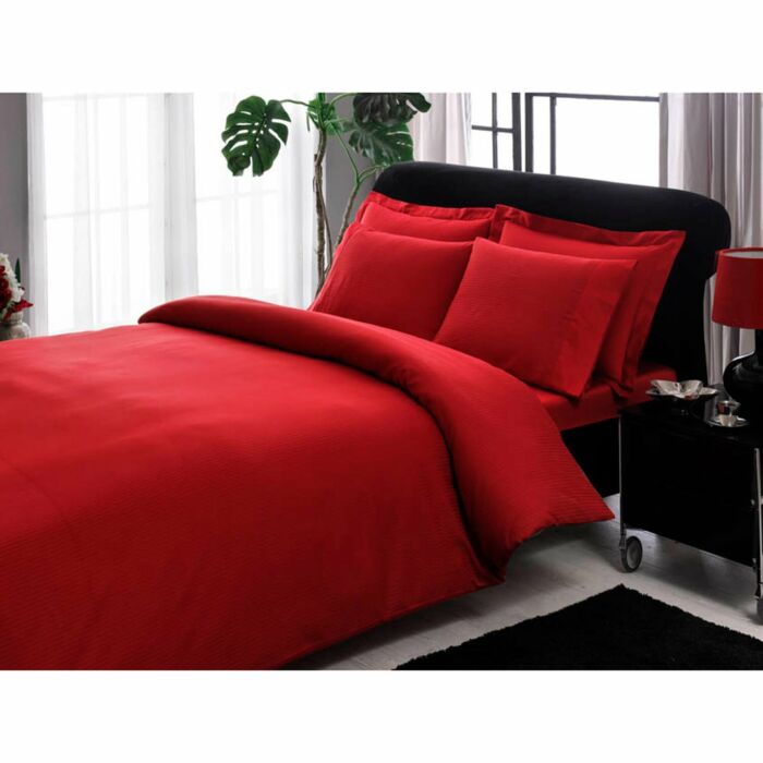 Stripe saten bettwäsche-set 200x220cm rot