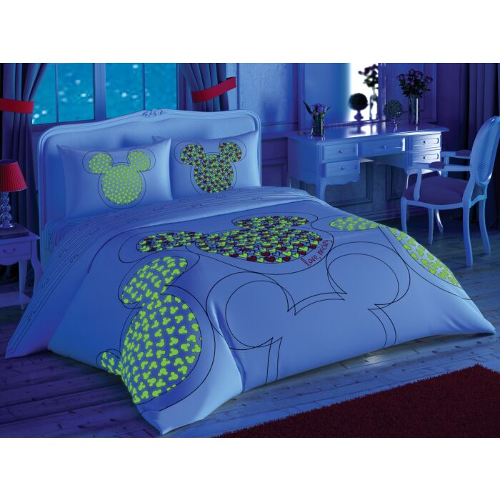 Disney Home - Love Micky Maus Glow renforce bettwäsche-set 200x220cm (lizenziert)