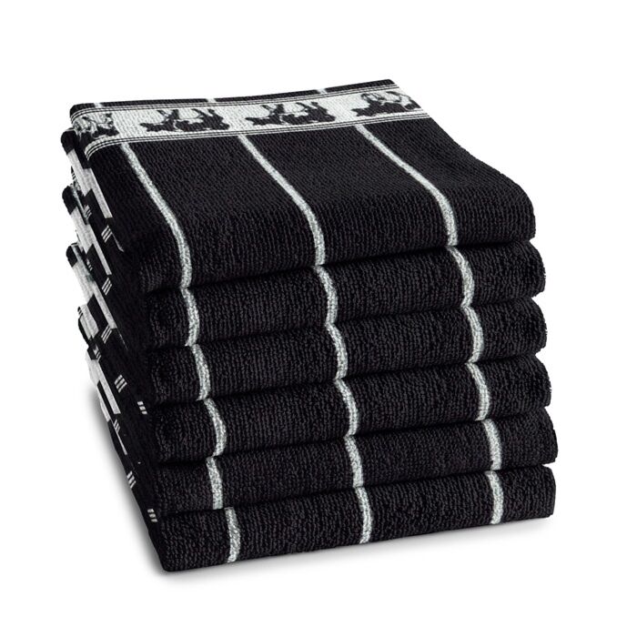 DDDDD Zwart Bont küchentuch 50x55cm schwarz/weiß (6 stück)