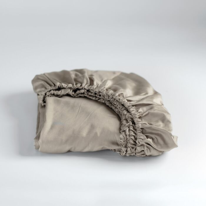 Cinderella Sundays spannbettlaken 100x220cm satin taupe (bis 25cm)