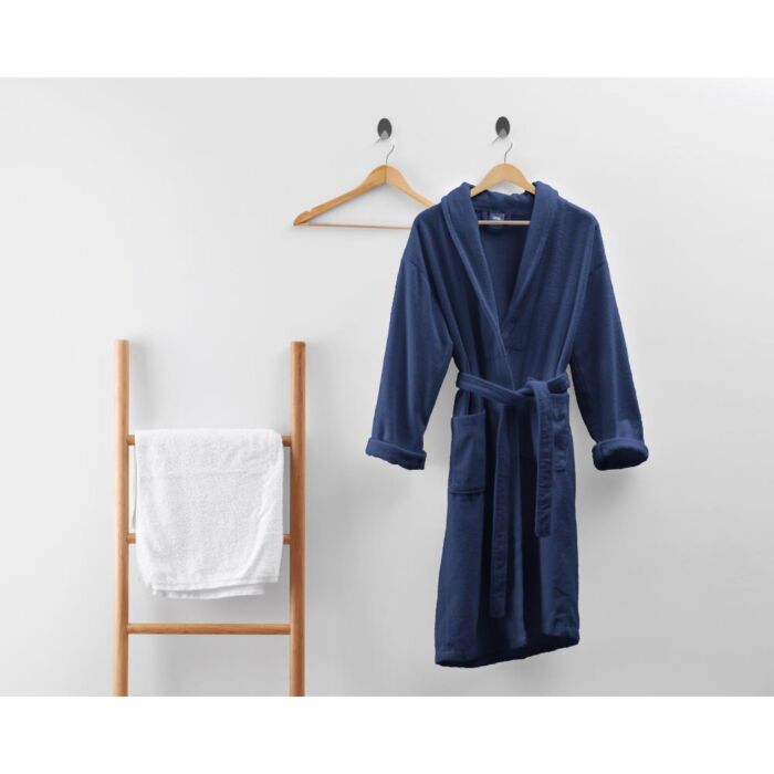 Soft Terry badjas S/M donker blauw