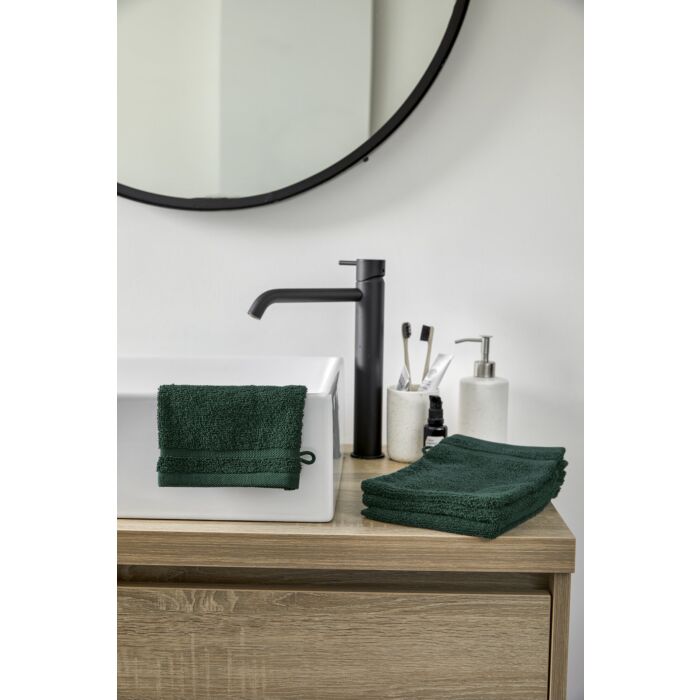 Bath Basics waschlappen/waschhandschuh 16x21cm dunkelgrün (4 stück)