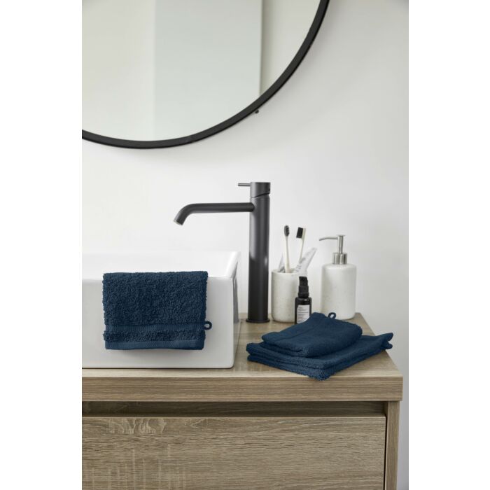 Bath Basics waschlappen/waschhandschuh 16x21cm dunkelblau (4 stück)