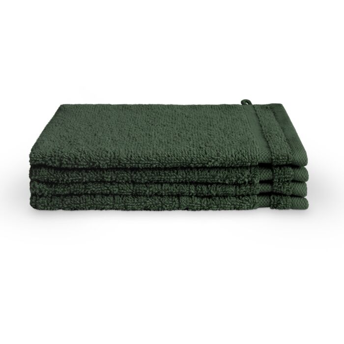 Bath Basics waschlappen/waschhandschuh 16x21cm dunkelgrün (4 stück)