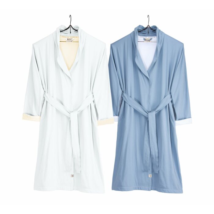 Soft Jersey Robe bademantel L/XL blau/weiß