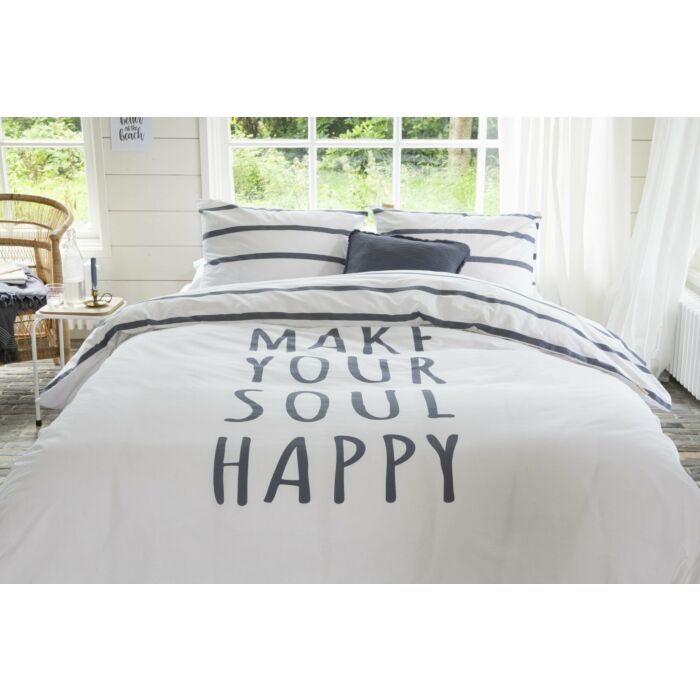 Happy Wake Up bettwäsche 200x220cm weiß/blau