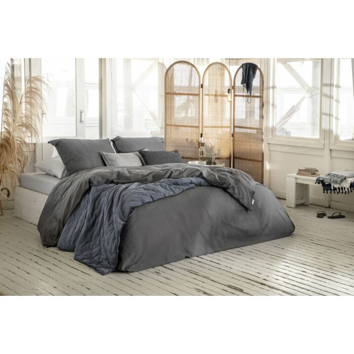 Vintage Satin bettwäsche 200x220cm anthrazit
