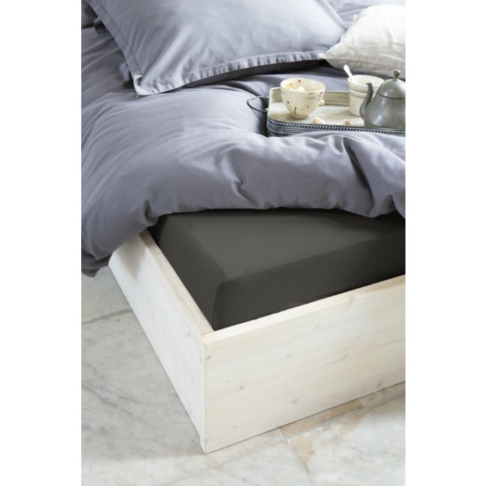 Crispy Cotton spannbettlaken 160x220cm anthrazit