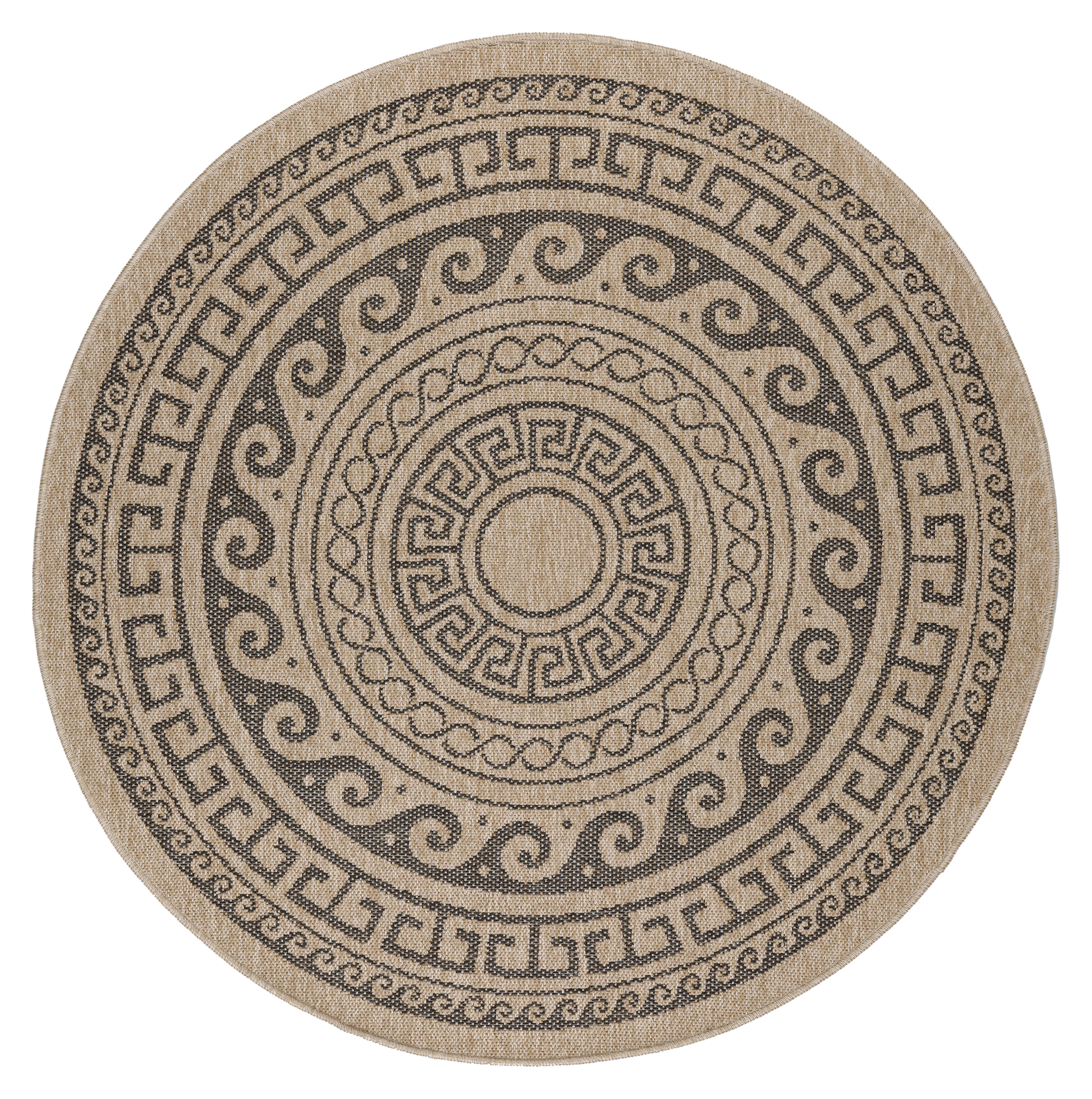 Comilla Rishi teppich indoor/outdoor rund Ø 160cm jute schwarz