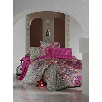 Saten Line bettwäsche-set 200x220cm satin tugba fuchsie