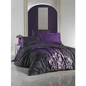 Saten Line bettwäsche-set 200x220cm satin kosem sultan pflaume