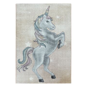 Funny Einhorn baby kinderzimmer teppich kurzflor rechteckig 120x170cm gelb
