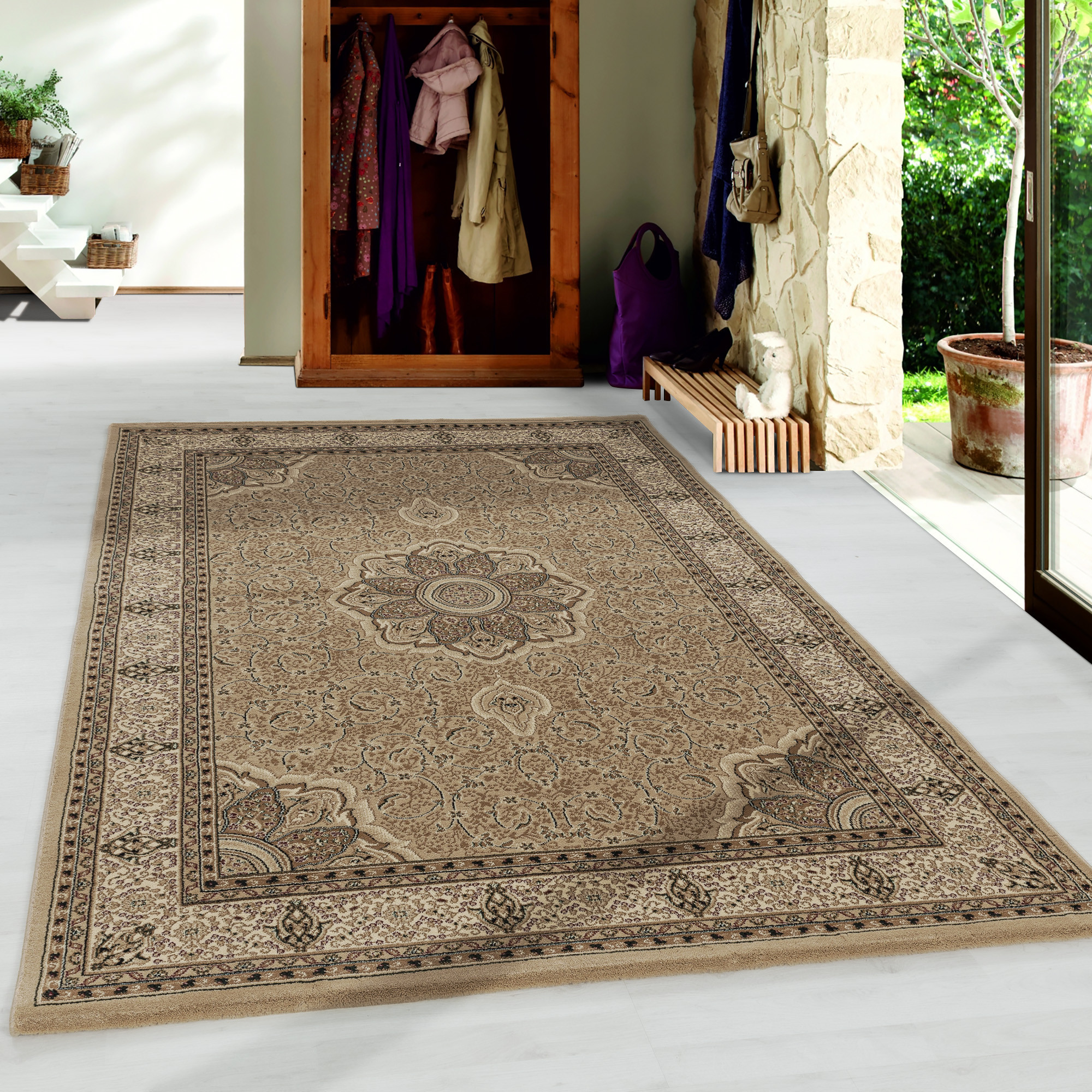 Kashmir Indi teppich kurzflor rechteckig 200x290cm beige