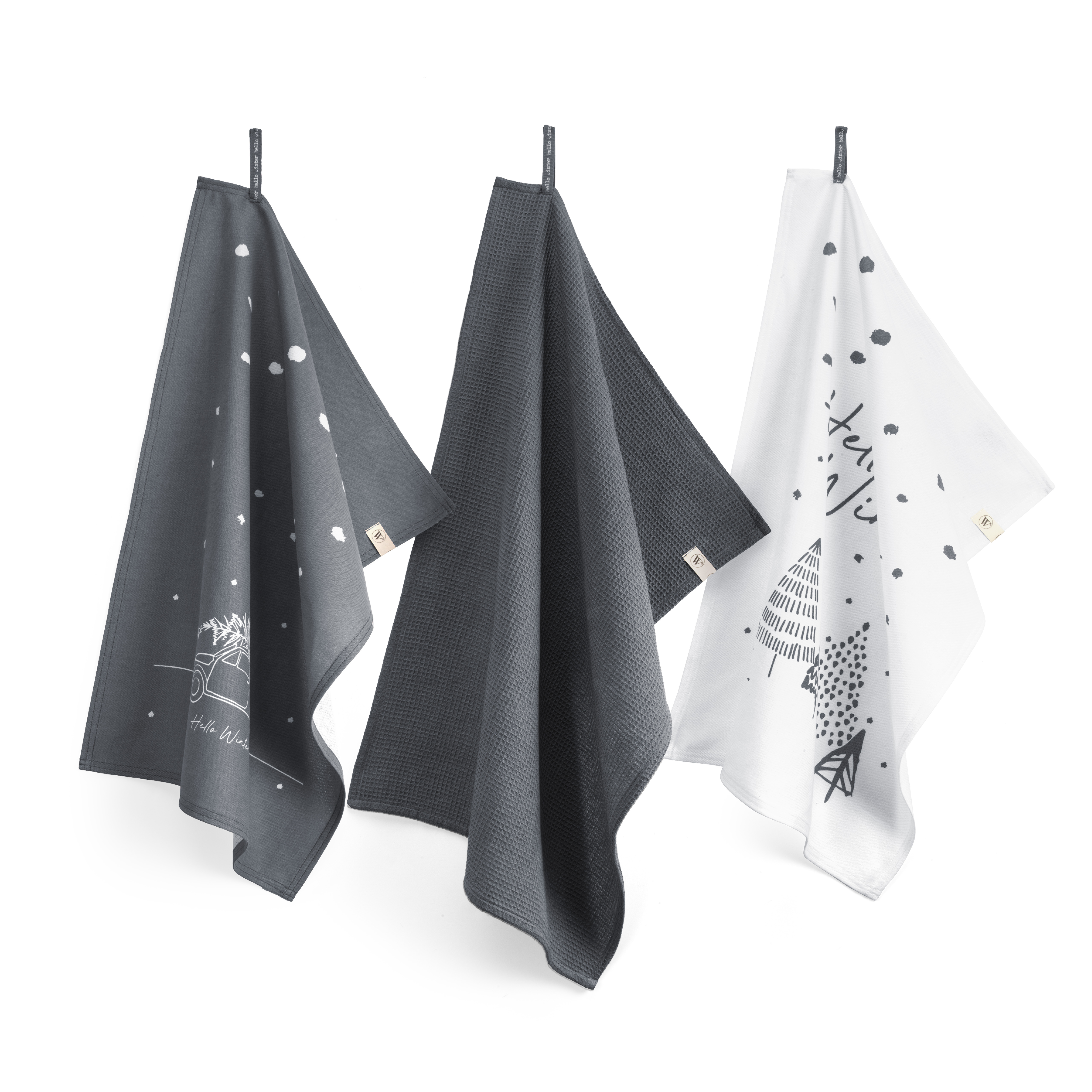 Hello Winter küchentuch-set 50x70cm blau (3 stück)