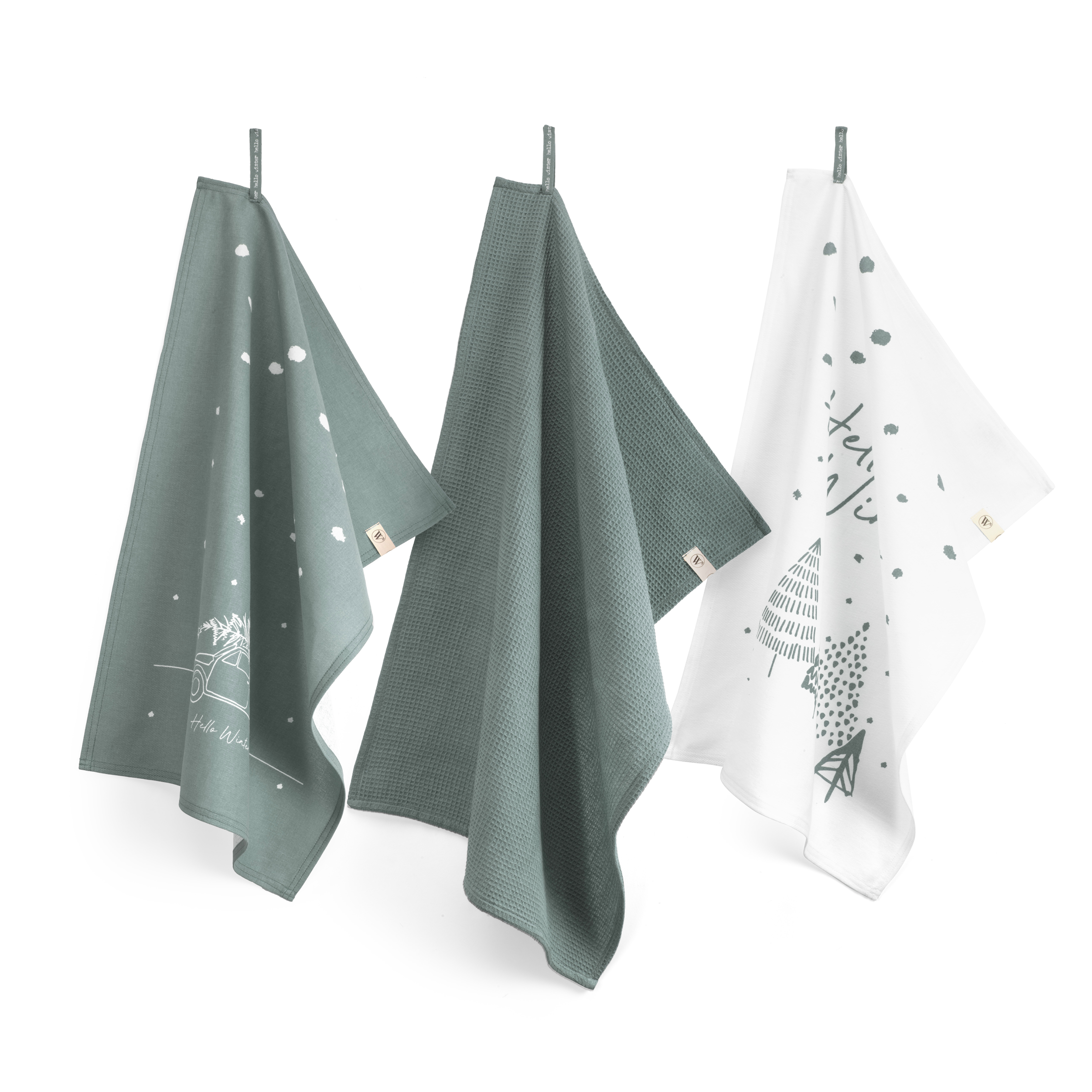 Hello Winter küchentuch-set 50x70cm jade (3 stück)