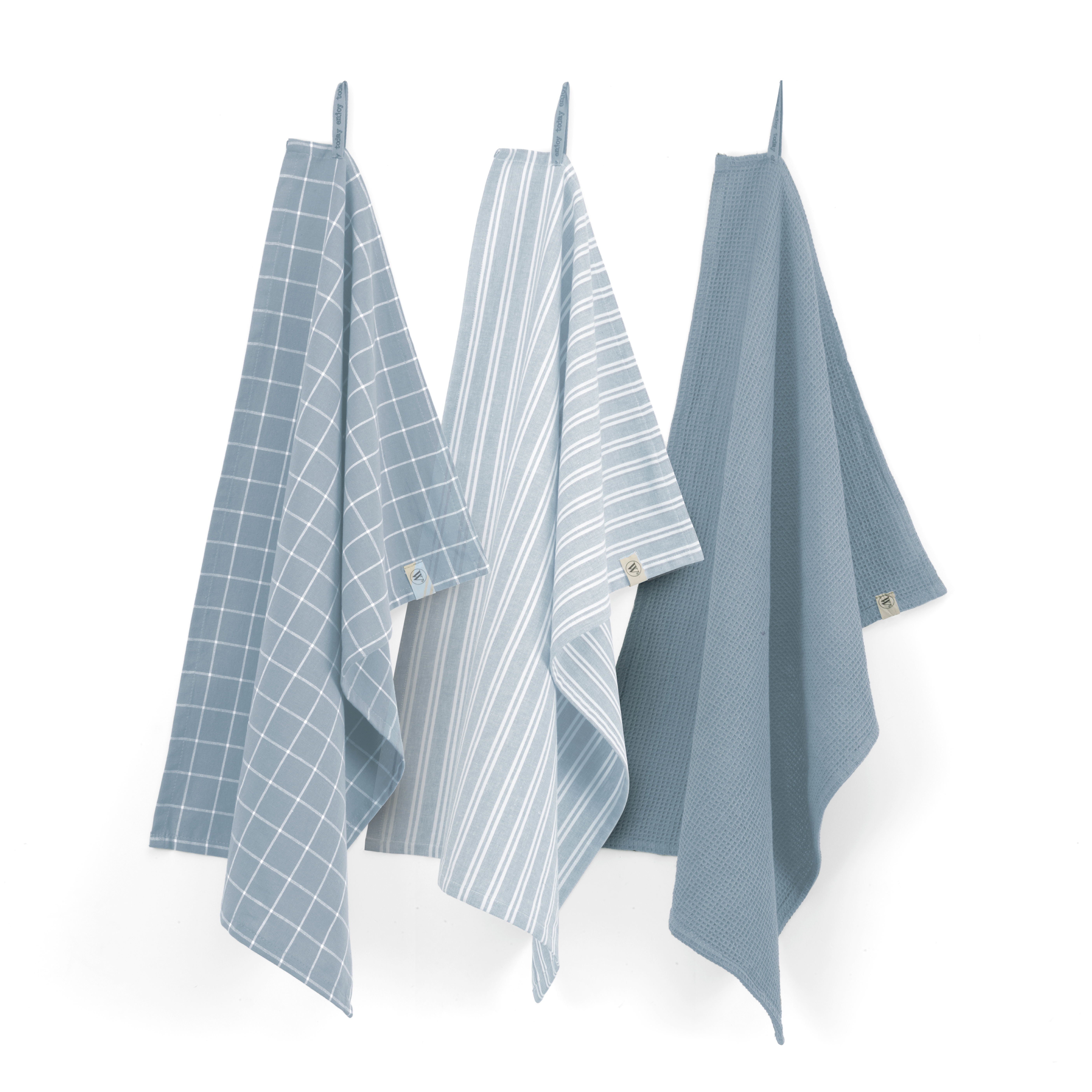 Dry weißh Cubes Uni, Stripes & Blocks küchentuch-set 50x70cm denim (3 stück)