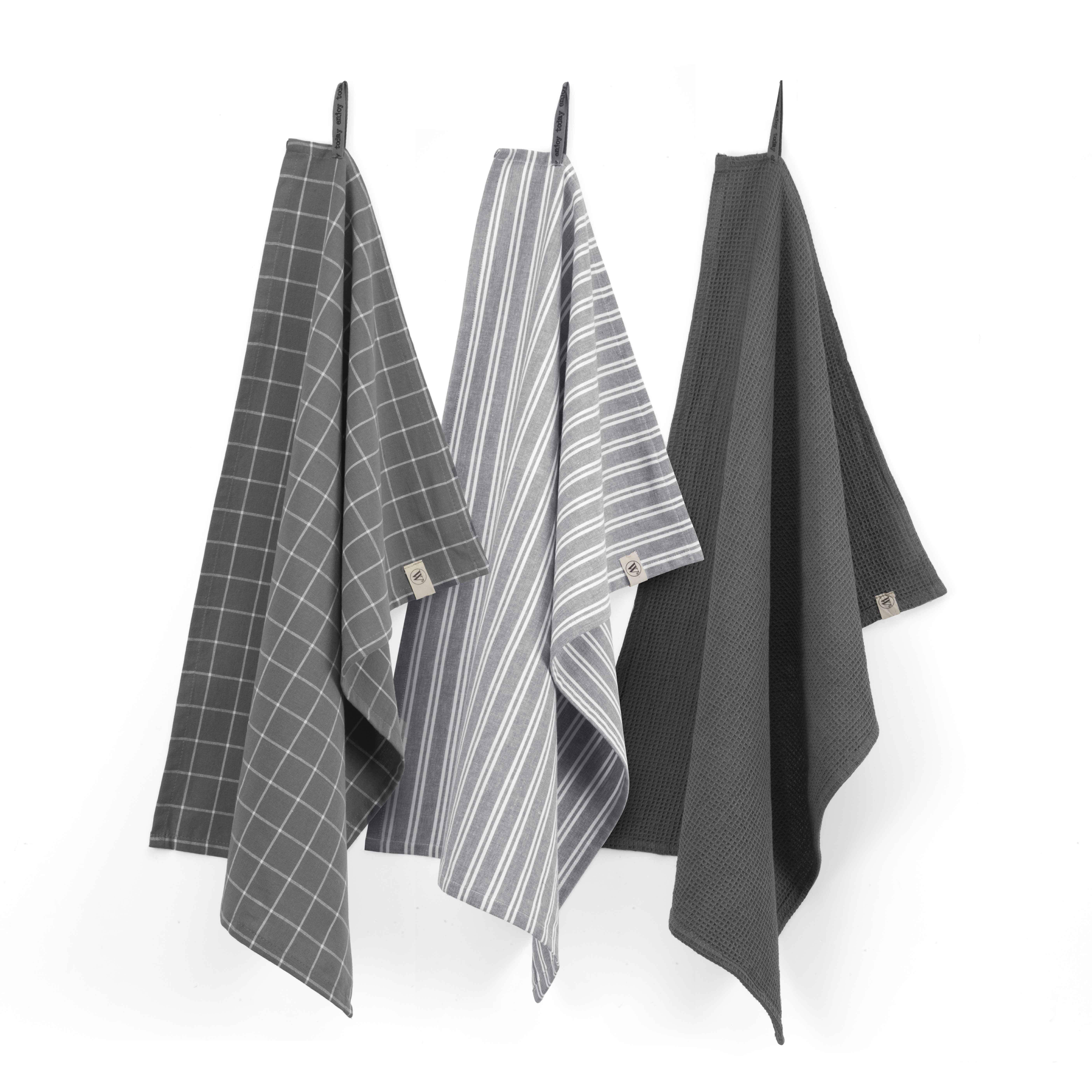 Dry weißh Cubes Uni, Stripes & Blocks küchentuch-set 50x70cm aus schwarz (3 stück)