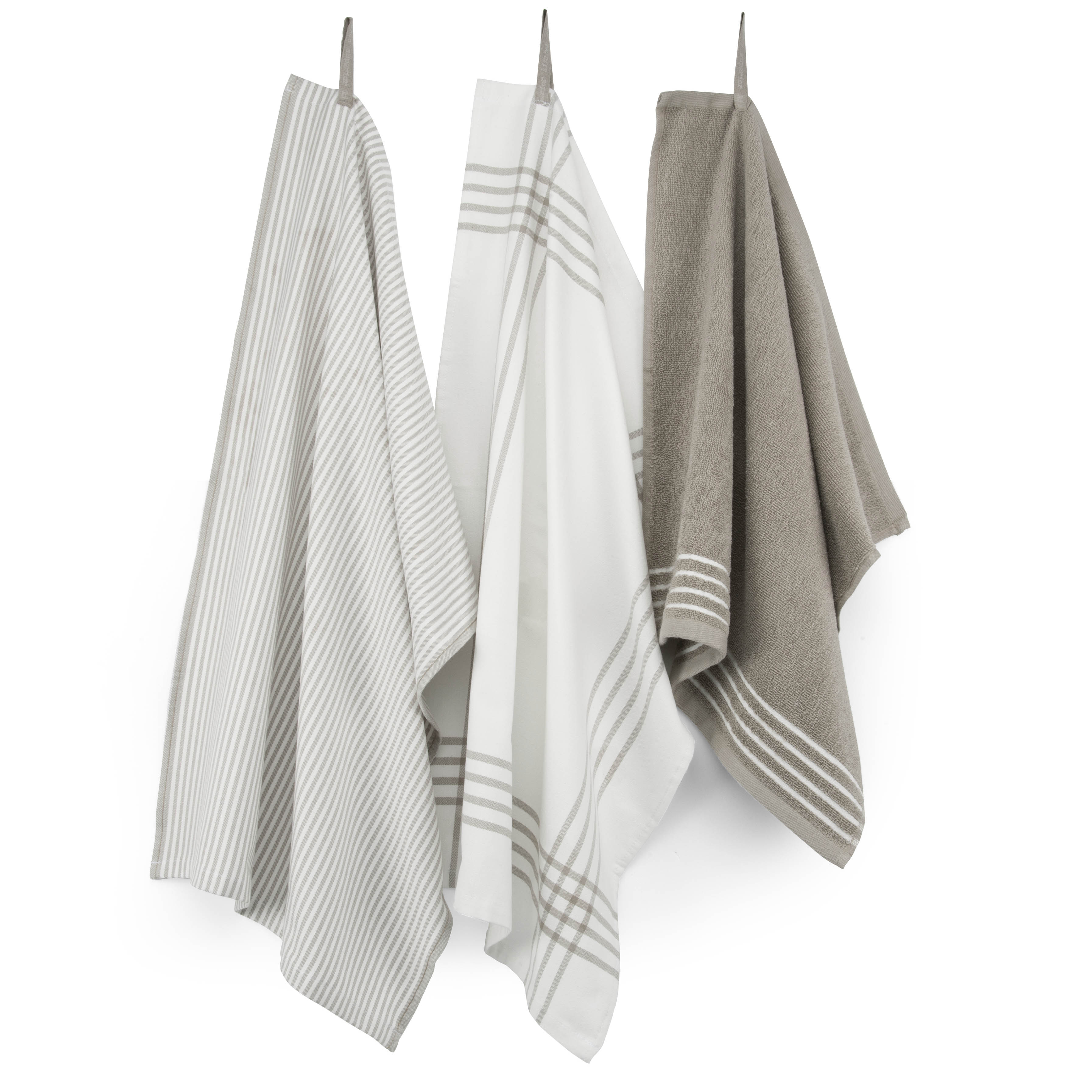 Superior küchentuch-set 50x70cm (2 stück) und 50x50cm (1 stück) taupe