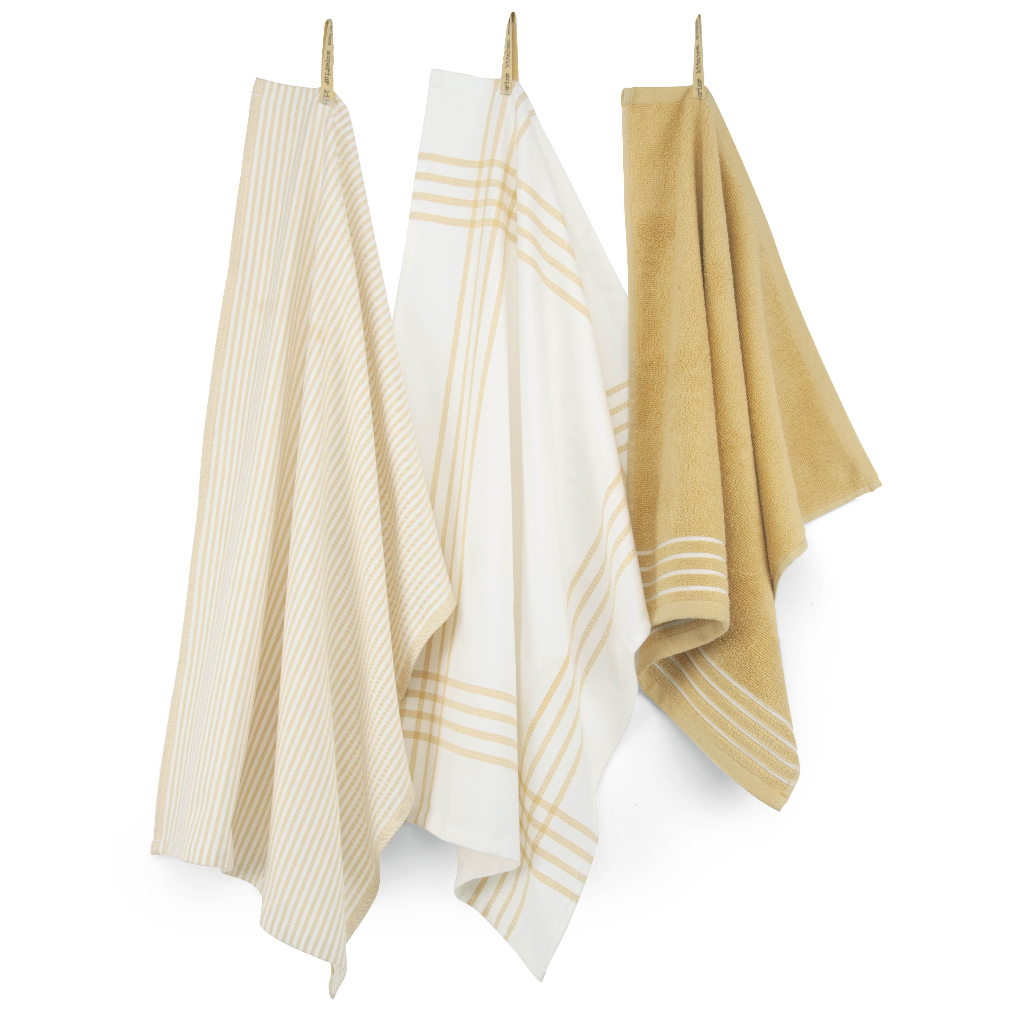 Superior küchentuch-set 50x70cm (2 stück) und 50x50cm (1 stück) gelb